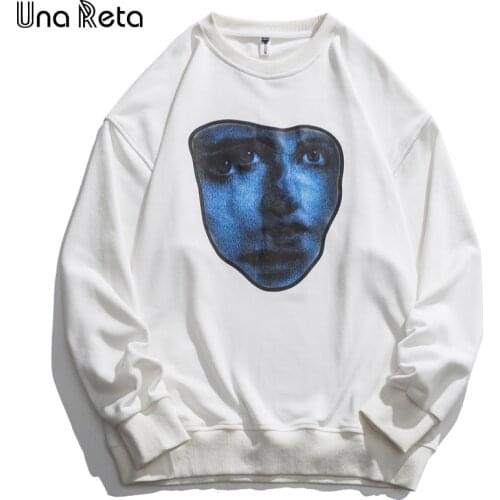 Una Reta Print Sweatshirt Men Streetwear O Neck Hoodies Loose Pullover Tracksuit Harajuku One Piece Oversized Sweatshirts