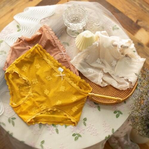 Women Underwear Sexy Lace Panties Fashion Hollow Out Little Bear Briefs Mid Waist Seamless Invisible Underpants Female Lingerie