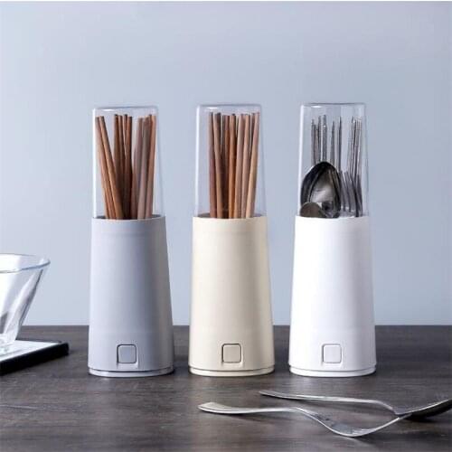 Handy Kitchen Chopsticks Tube Plastic Household Detachable Chopsticks Drain Box With Lid Dust-Proof Shelf Cutlery Storage