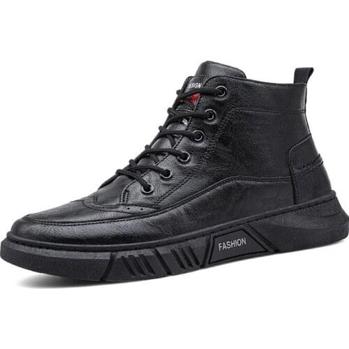 High Top Autumn and Winter Mens Winter Boots New All-match Business Black Mens Ankle Boots Casual Waterproof Martin Boots