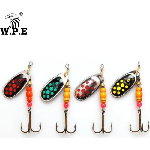 W.P.E Brand New Spinner Lure 1pcs 3#/4#/5# Spoon lure Fishing Tackle Treble Hook Metal Hard Lure Fishing Bait Bass Fishing Lure
