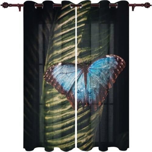 Patio Curtain Butterfly Close-Up Indoor Living Room Bedroom Kitchen Outdoor Drape For Porch Gazebo Pergola Canopy Beach
