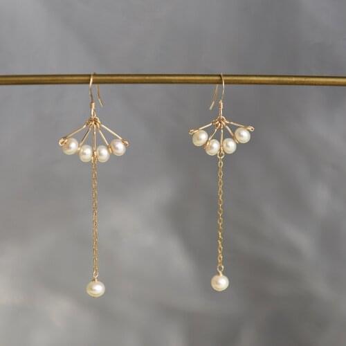 Lii Ji US 14K Gold Filled No Fade Freshwater Pearl Long Drop Earrings Elegant Pearl for Women Wedding Jewelry Dropshipping