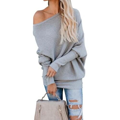 Suharybo New Off Shoulder Knitted Sweater Women 2020 Winter Loose Oversized Sweaters Autumn Solid Pullovers Jumper Pull Femme