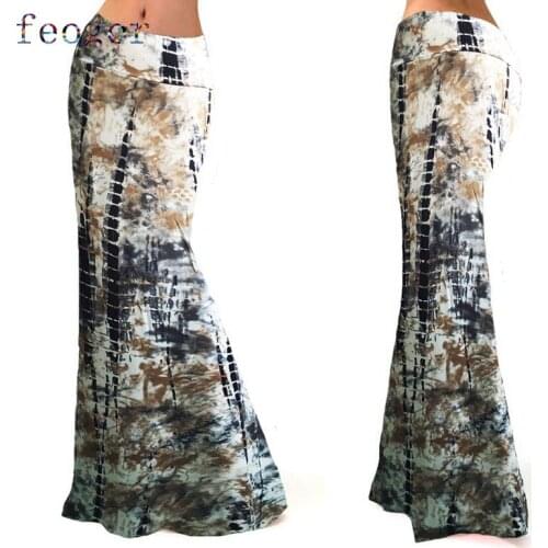 FEOGOR Oversized dress Hip skirt skirt Summer new skirt printing casual womens high-waist elastic hip-lifting dress Slim skirt