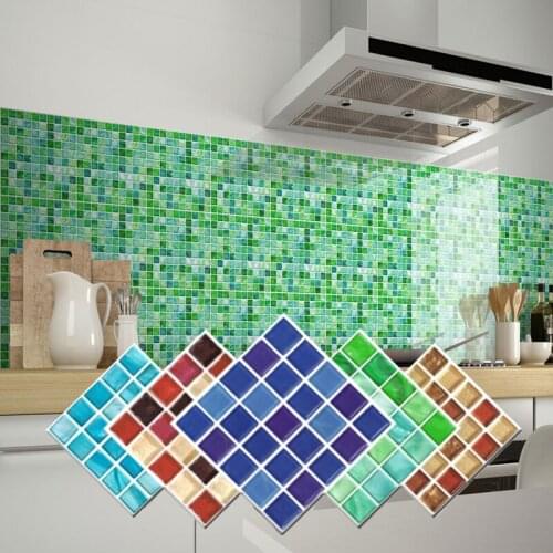 10pcs Mosaic Tile wall Stickers Self-adhesive 3D Living Room TV Background Kitchen Waterproof Mural Decal home room decoration