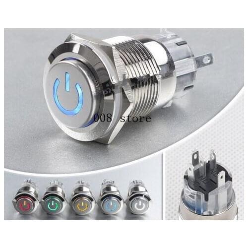 19mm waterproof metal button, high head button, high headband light button switch Power sign
