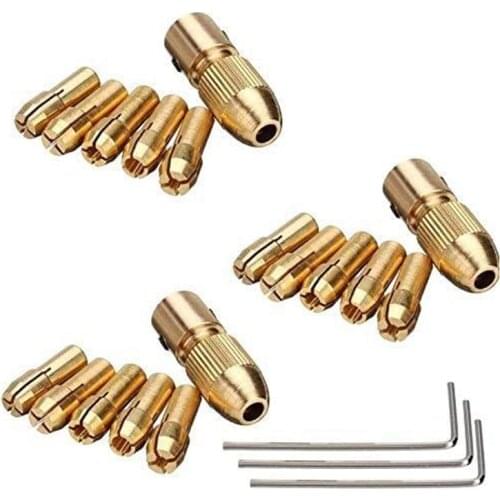 3 Set 0.5-3mm Brass Drill Chucks Electric Drill Bit Chuck Collet Mini Twist Drill Chuck Set