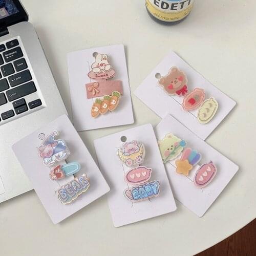 3 Pcs/Set Children Cute Acrylic Cartoon Carrot Bow Ornament Hair Clips Girls Lovely Barrettes Hairpins Kids Hair Accessories