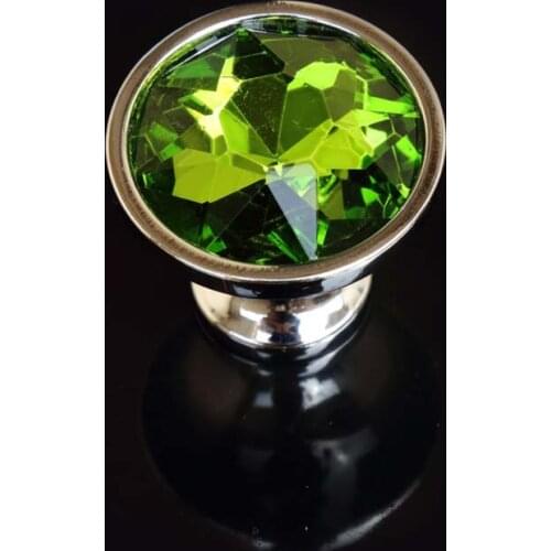 35mm glass green crystal drawer win cabinet knobs pulls silber chrome dresser kitchen cabinet door handles knobs modern fashion