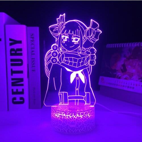 My Hero Academia Anime Himiko Toga 3D LED Night Light for Child Bedroom Decor Nightlight Manga Gift Acrylic Table Lamp