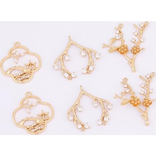 WHSOK 40Pcs Jewelry Accessories/CZ Charms/DIY Making/Hand Made/Plant Shapes/Earrings Pendants/Jewelry Findings & Components