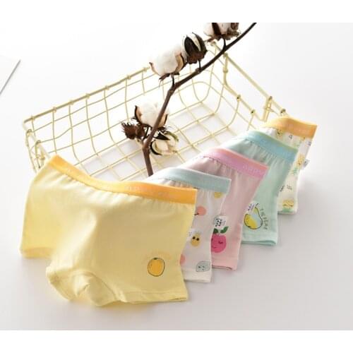 5 Pcs/lot Girls Panties Pear Teenage Physiological Period Underwear Cute Fruit Shorts Cotton Kids Girls Underpants Baby Clothes