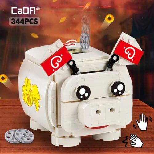Cada 544PCS Technical Induction Mini Pig Electric Sound-light Induction Animal Building Block Bricks Pig Toys for Kids