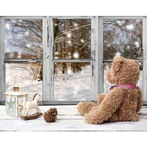 5D DIY Diamond Painting Window Bears Cross Stitch Kit Full Square Diamond Embroidery Mosaic Picture with Rhinestones Home Decor