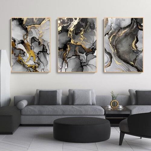 Abstract Modern Canvas Poster Golden Black Wall Art Painting Nordic Posters and Prints Wall Pictures for Living room Home Decor