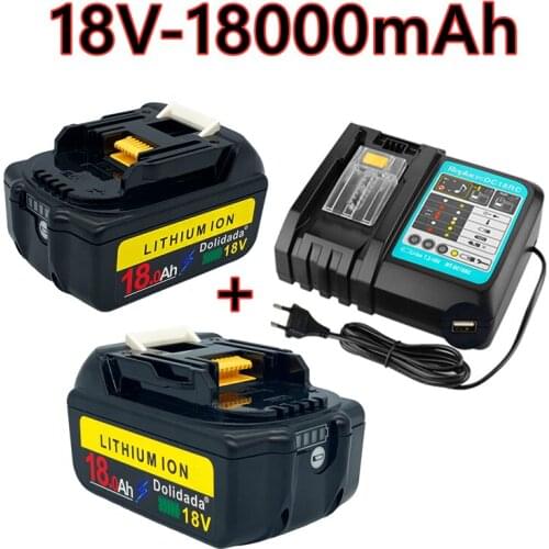 2021 new 18 Volt rechargeable battery 18000mah lithium ion battery Makita bl1880 bl1860 bl1830 + 3A charger power tool battery