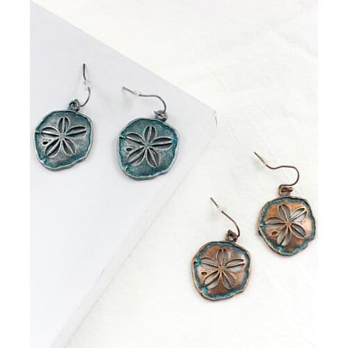 Irregular Round Wave Cherry Blossoms Pendant Earrings Hollow Flower Bronze Carved Earrings Bohemian Female Charm Vintage Jewelry