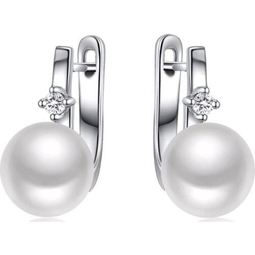 Sinya Natural Pearls earrings for women lady in 925 sterling silver fine jewelry pearls color optional dia 8-8.5mm hot sale