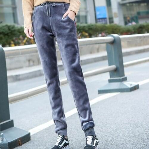 Women Long sweatpants women gold velvet pants thick warm loose double velvet pants Fashion harem pants plus size 3XL