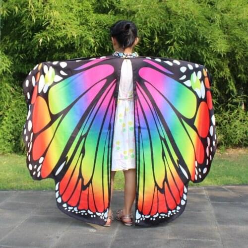 Girls Butterfly Wings Dancing Halter Cape Kids Belly Dance Opening Split Wing Festival Wear Children Coat Scarf Shawl Wrap Gift