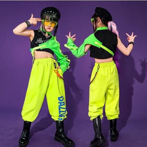 Kids Concert Hip Hop dancing Outfits Street wear Vest Jogger Pants For Singers Girls Boys Show Jazz Dancing Costumes Clothing