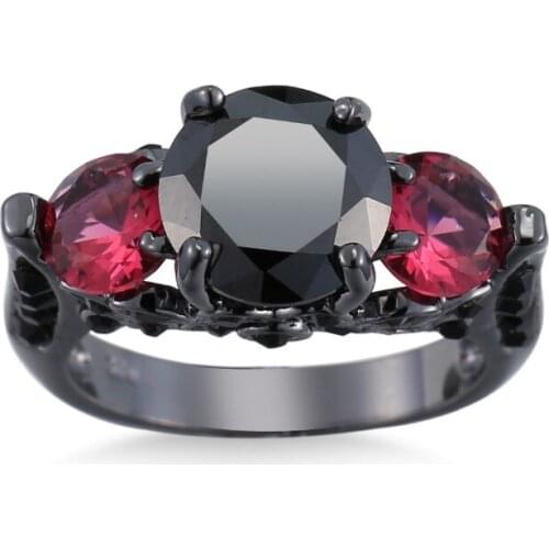 Elegant Fashion Black Zirconia CZ black Ring gules Jewellery Filled Jewelry Party Engagement Wedding bridal sets Rings female