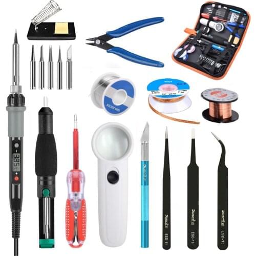 80W Electric Soldering Iron kit 220V 110V 60W Adjustable Temperature Welding Solder Rework Station Heat Pencil Repair Tool Set