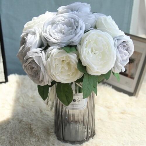 Artificial Flowers Peony for Wedding Decor Silk Peonies Bouquet for Home Decoration Fake Rose Flower 5PCS/Bouquet