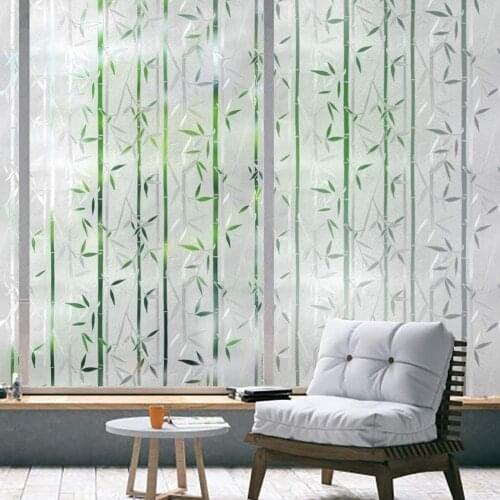 Chinese Bamboo Tinted 3D Window Films No Glue Static Decorative Privacy for Glass Self-Adhesive Heat Control Vinyl Sticker HTV