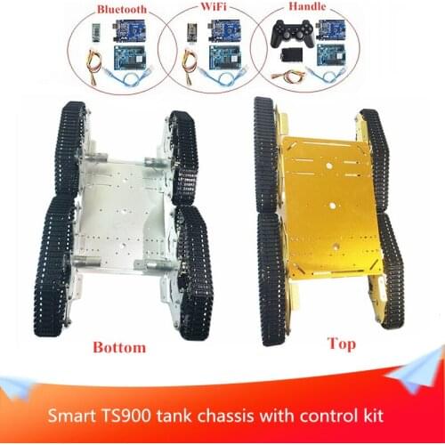 With Control Kit TS900 4WD Shock-absorbing Metal Tank Chassis Car Kit High Torque Motor DIY RC Toy for Smart Robot Competition