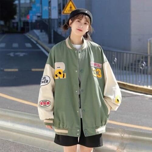 Retro Baseball Uniform Jacket Female Korean Style Harajuku Loose Casual Coat Spring And Autumn Wild Couple Oversize Jackets