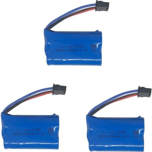6.4V 800MAh 16500 Lipo Battery for WLToys 18628 18629 18428 18429 RC Car Toy Spare Parts 6.4V SM-4P Plug 800mah Li-ion battery