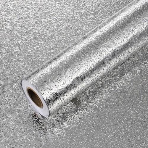 40X300CM Kitchen Oil-proof Aluminum Foil Sticker Wall Desk Floor Waterproof DIY Home Furniture Decorate Foil Style Wallpaper