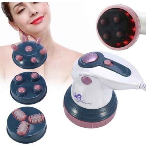 Body Slim Massage Shaper Anti Cellulite Massager Vibration Roller Loss Weight Electric Fat Burner Tool with 3 Massage Heads