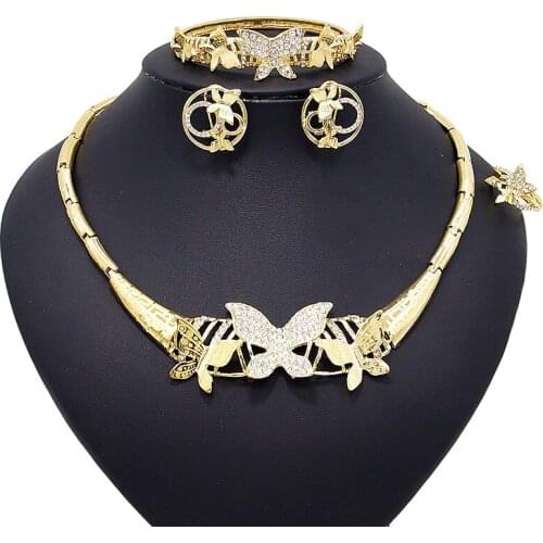 Yulaili Fashion Dubai Gold Jewelry For Women Butterfly Choker Necklace Wedding Party Fine Jewellery Free Shipping