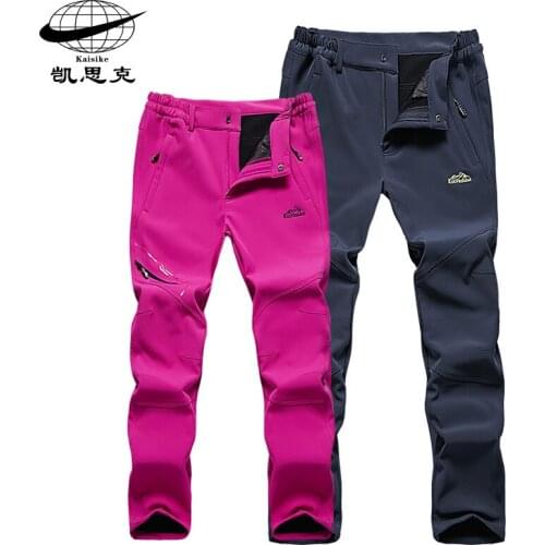 2019 New Lovers' Waterproof Pants Men/Women Zipper Fly Elastic Waist Fleece Thick Breathable Soft Shell Windproof Trousers Sale