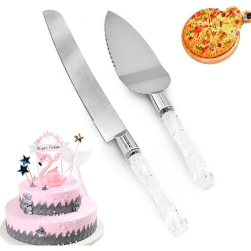 2Pcs Wedding Cake Knife Serving Set Cake Shovel and Knife Wedding Party Decoration Cake Accessories Bread Pizza Knife