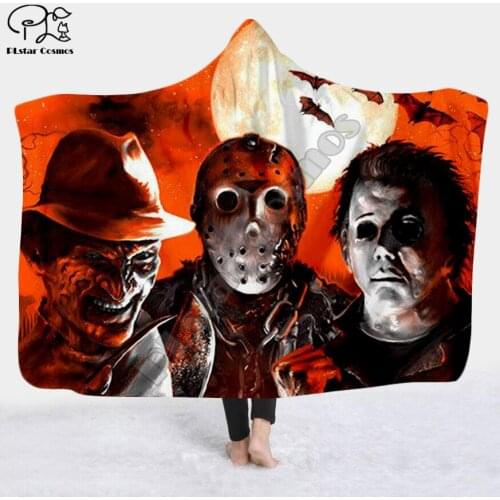 Halloween horror movie Scream Team Blanket Hooded Blanket 3D full print Wearable Blanket Adults men women Blanket style-4