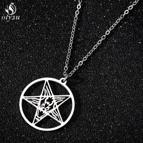 Punk Large Talisman Baphomet Stainless Steel Pendant Necklace for Women Men Goat PIN Jewelry Satanic PIN Lucifer Patch collares