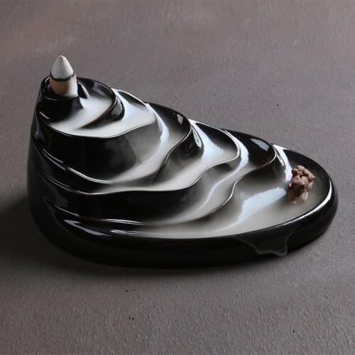 Lofty Mountains And Flowing Water Backflow Incense Burner Cerative Resin Smoke Waterfall Incense Sticks Holder