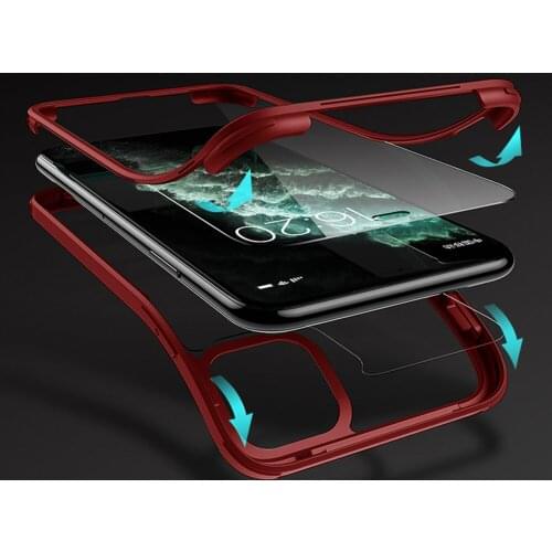 Clear Phone Case For iPhone 11 12 Pro Max Full Protection Dual Layer Cover WIth Built-in Screen Protector