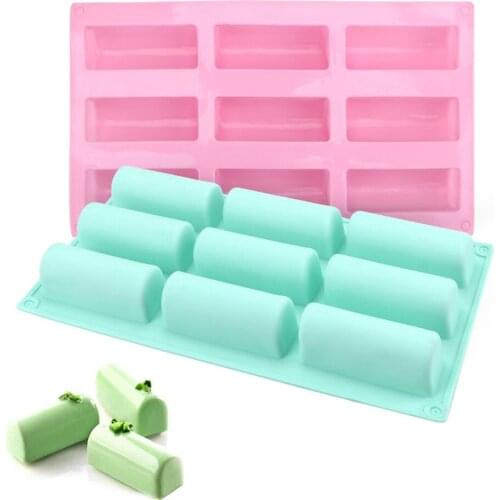 Candy Chocolate Gumpaste Moulds Semi-Cylindrical Strip Shape Cake Tray DIY Fondant Mousse Cake Silicone Mold 9 Hole
