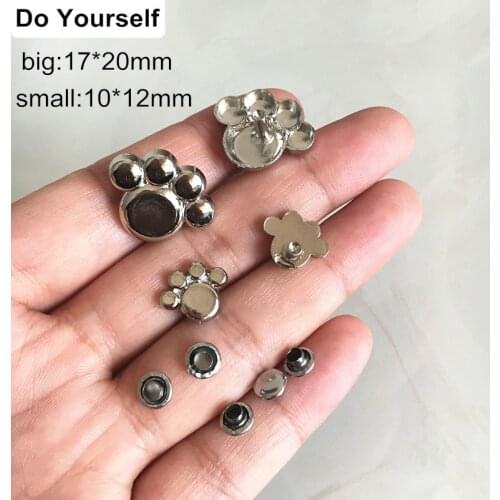 Cute Foot Shaped Metal Rivet Studs,17*20mm / 10*12mm Silver Tone,Punk Rock DIY Rivet Spike,Decorative Accessories For Leather