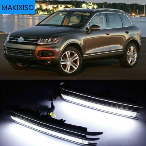 LED Daylight For VW Touareg 2011 2012 2013 2014 2015 with Turn Signal & Dimmed Function DRL Lamp