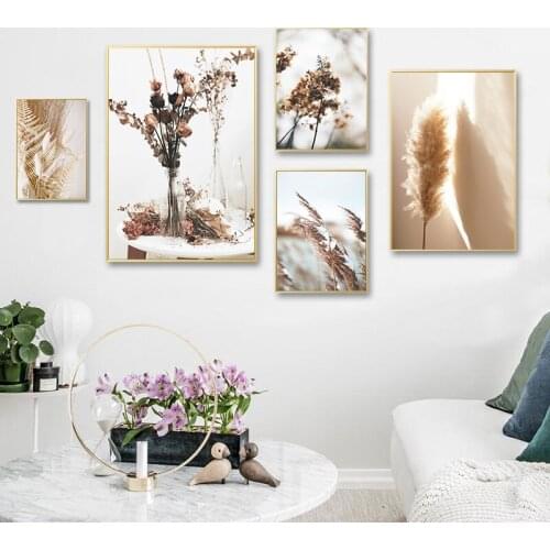 Pampas Canvas Picture for Home Decor Nordic Landscape Flower Wallpaper Poster for Living Room Frameless Painting
