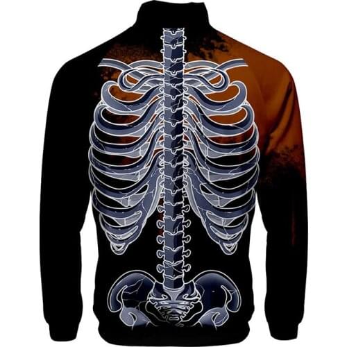 2021 People Skeleton 3D Stand Collar Hoodie Fashion Men Women Zipper Jackets Tops Long Sleeve Harajuku Sweatshirts Jackets