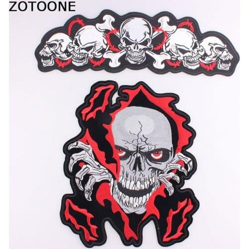 ZOTOONE Big Skull Punk Motorcycle Embroidered Patch Iron Patch for Clothing Motor Jacket Fashion T-shirt Stickers for Clothes E