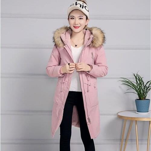 Women Fur Collar Warm Jacket Coat Woman Down Jacket Casual Cotton Clothing Winter Jackets Female Hoodie Long Parkas Overcoat