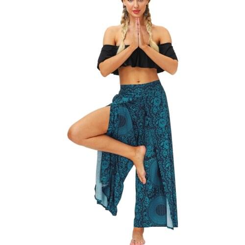 Women’s Split Pants with Wide Leg Training Yoga Pants, Hippie Bohemian Loose Palazzo Aladdin Pants Casual Trousers